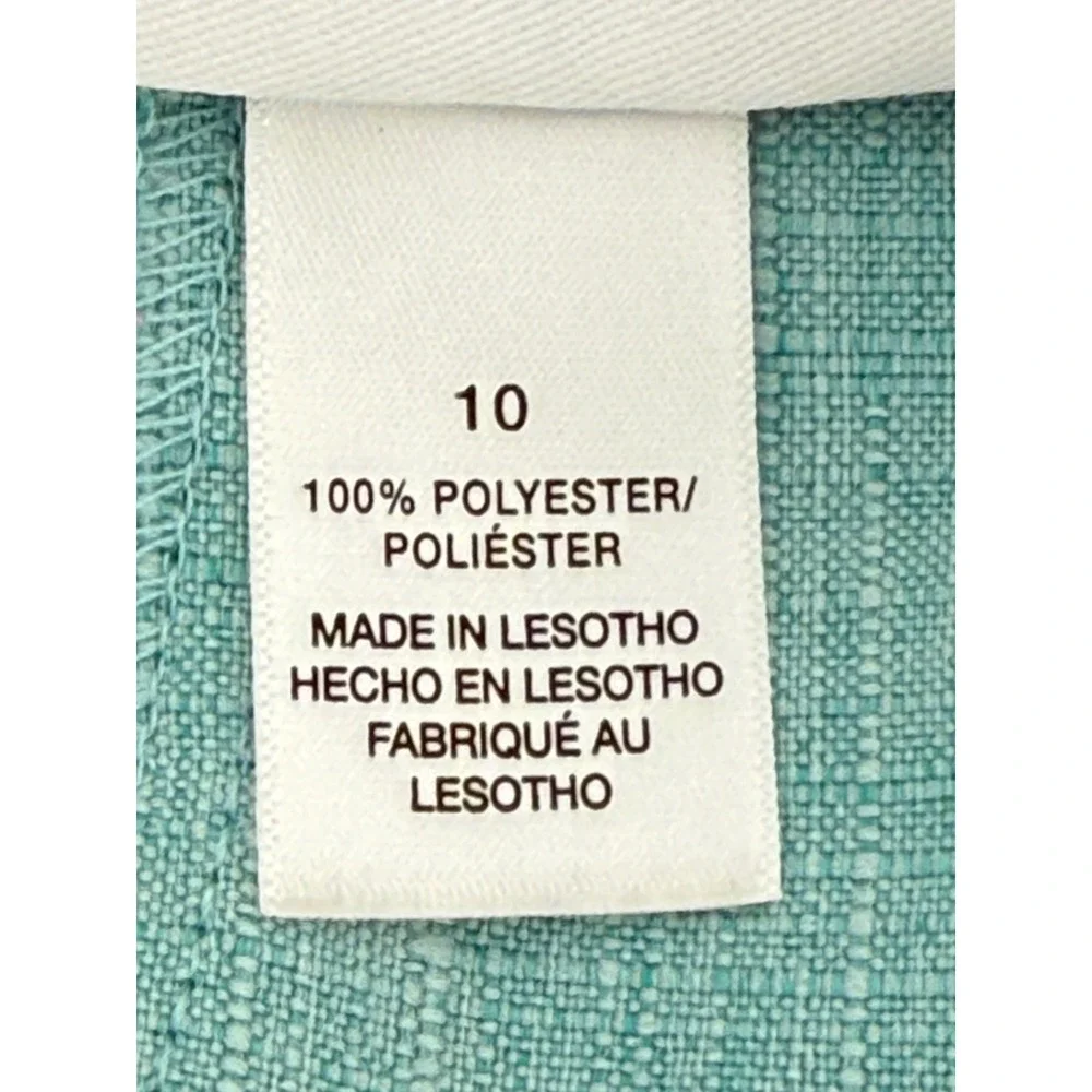 Alfred Dunner Womens Sz 10 Seafoam Green Textured Pull On Straight Leg Pants